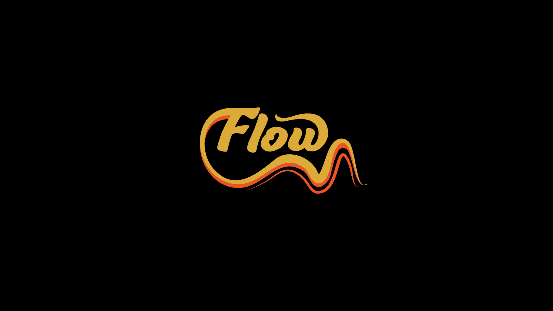 A graphic of the word Flow using layers of color repeated. Made in Adobe Illustrator